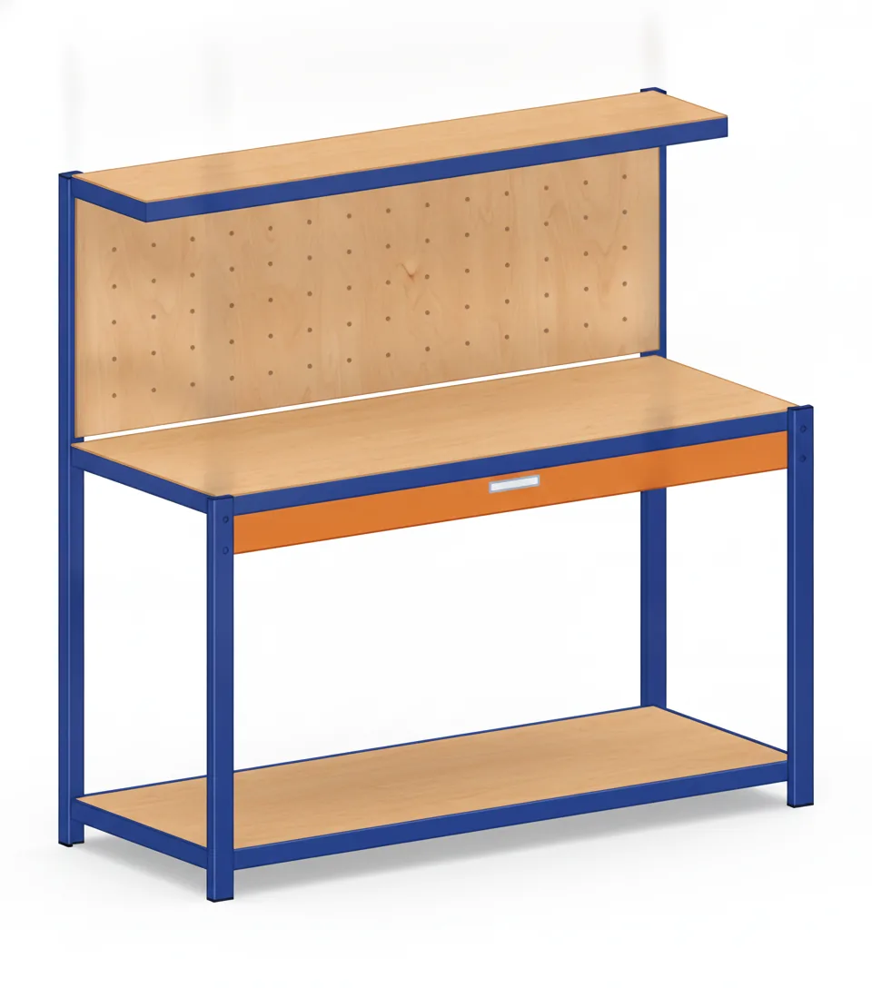 Mesa de Trabajo 150x120x60: Panel y Cajón para Tu Taller
