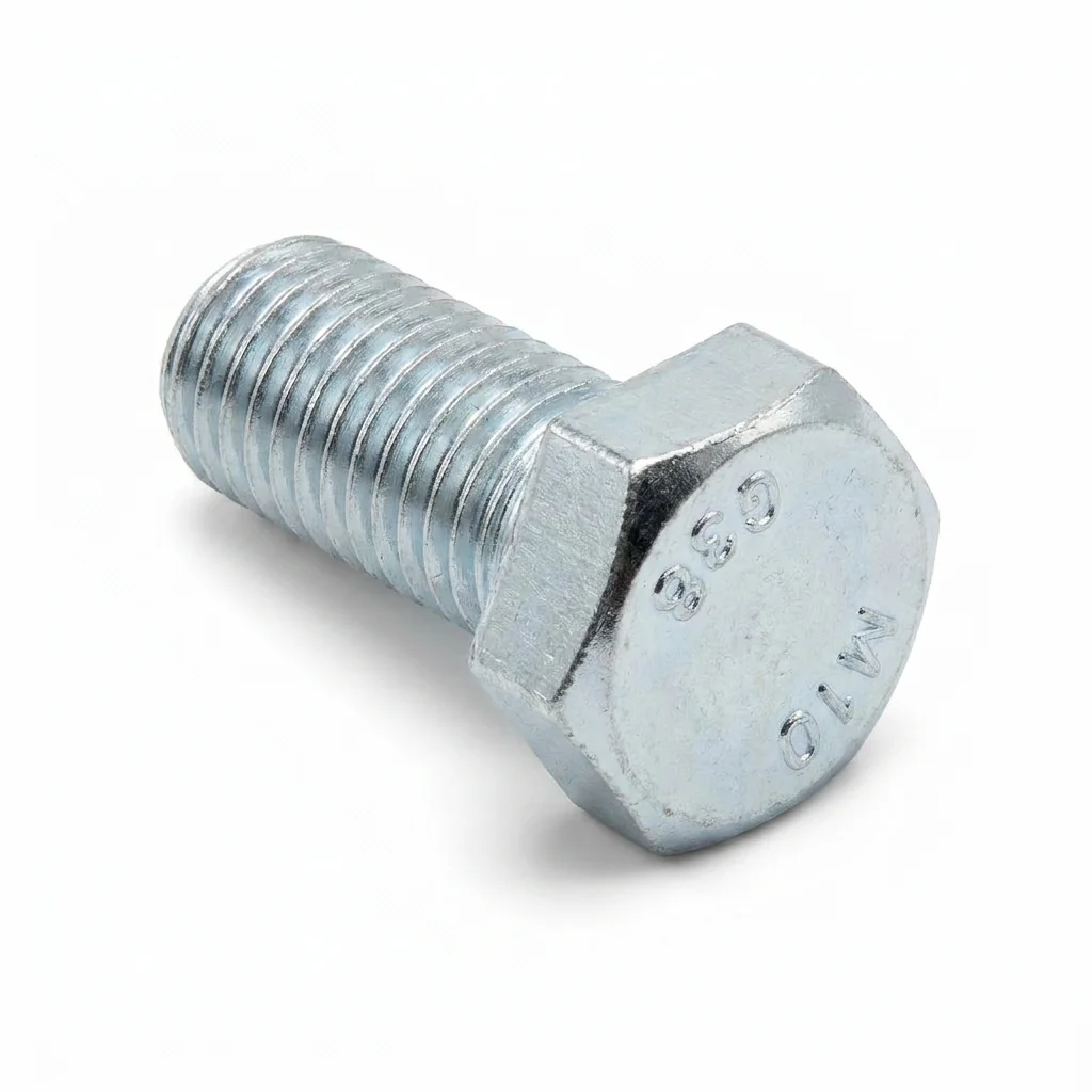 Tornillos hexagonales M10×20 zincados para pie de estantería · pack de 10 unidades