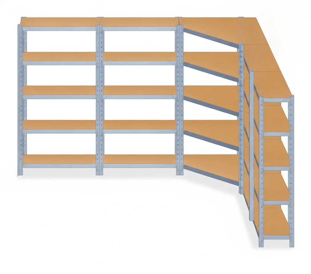 Estantería Garaje en L 180x90x30 Galvanizada 4 Módulos