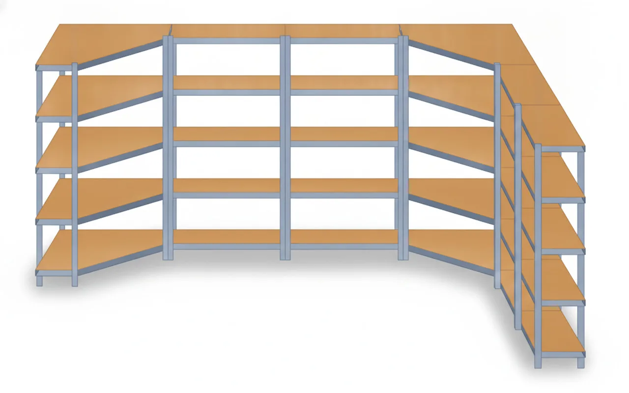 Estantería Garaje en U 180x90x30 Galvanizada 4 Módulos (0+2+2)