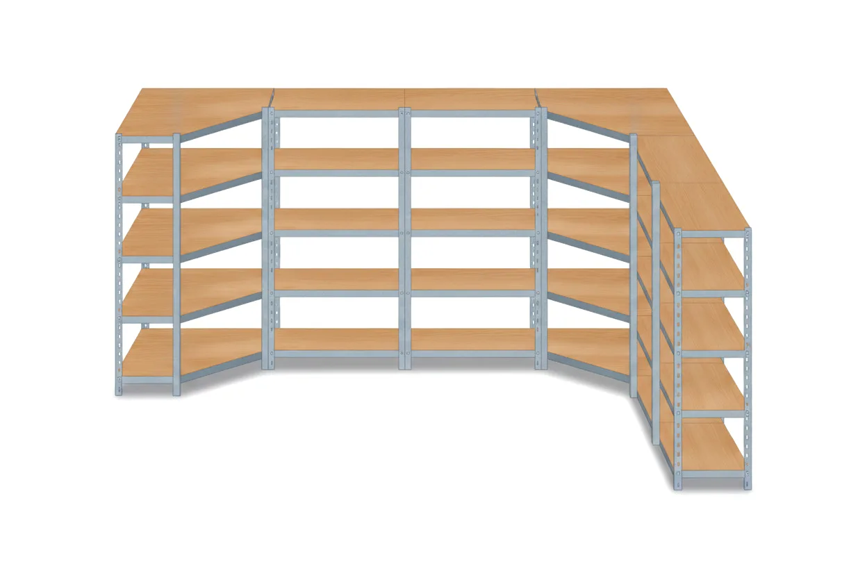 Estantería Garaje en U 180x90x40 Galvanizada 4 Módulos (0+2+2)