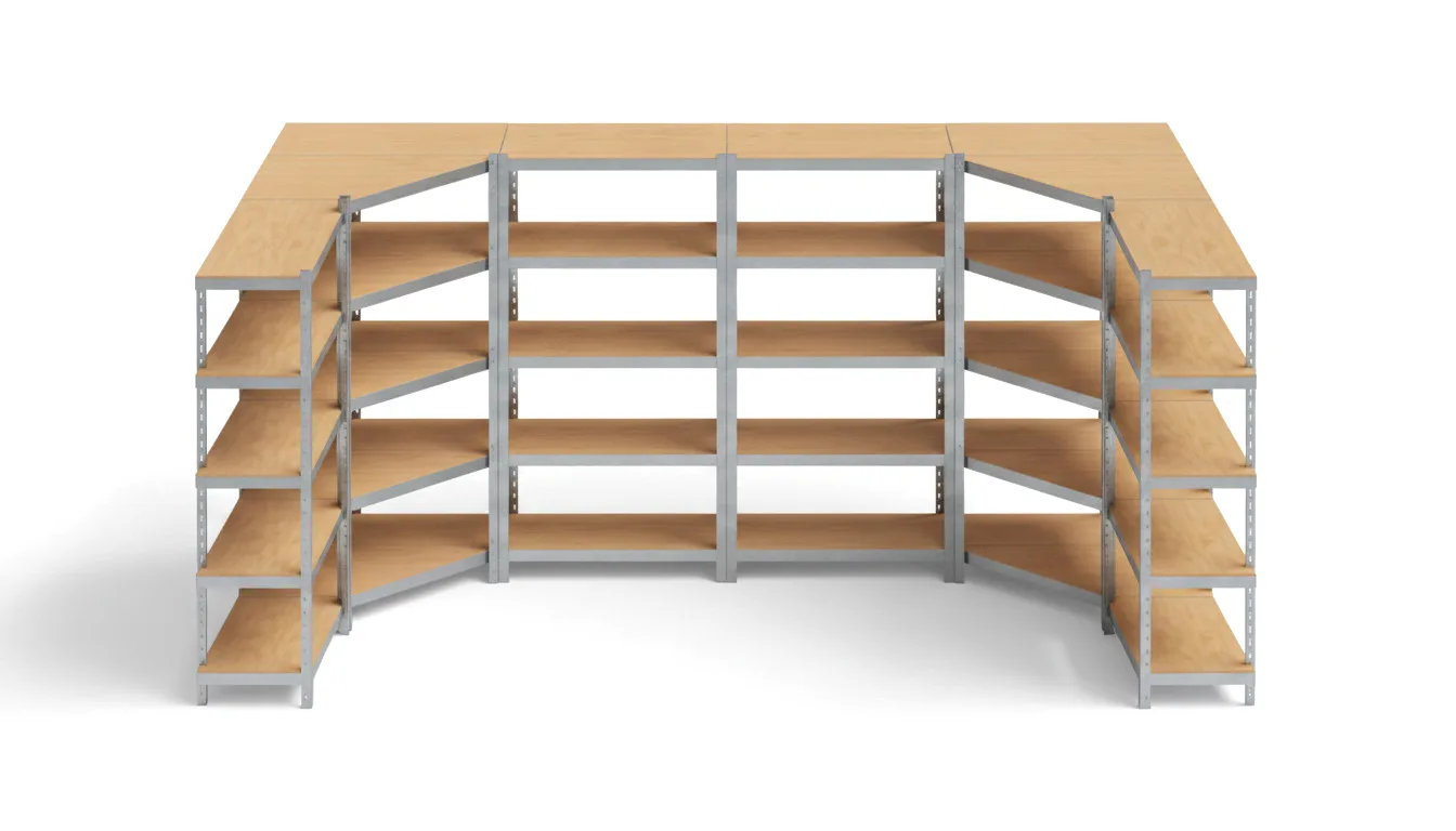 Estantería Garaje en U 180x90x40 Galvanizada 4 Módulos (1+2+1)