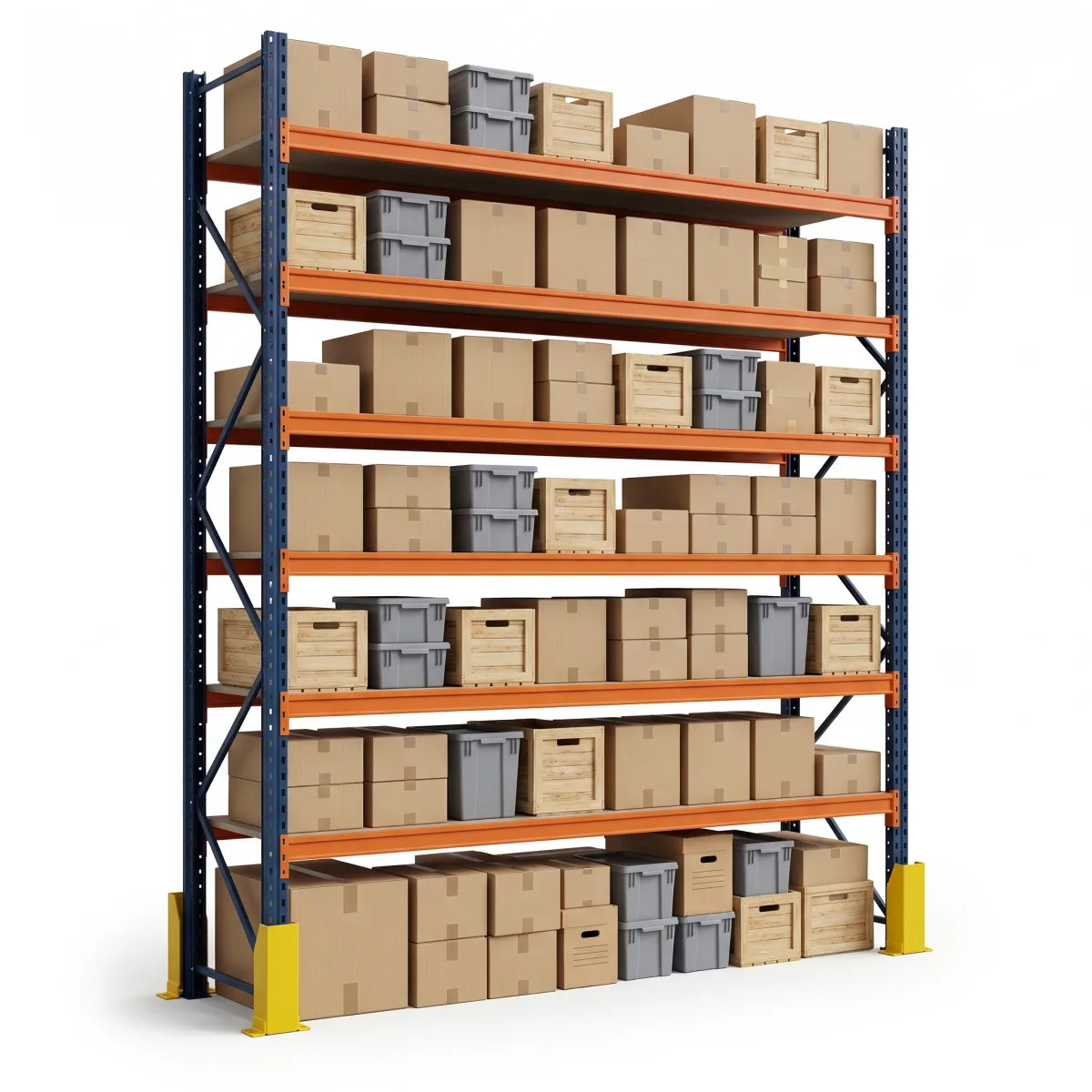 Stockage de palettes 1500 kg · 6 niveaux · 353x269x100 cm · 3 palettes Bleu/Orange 2