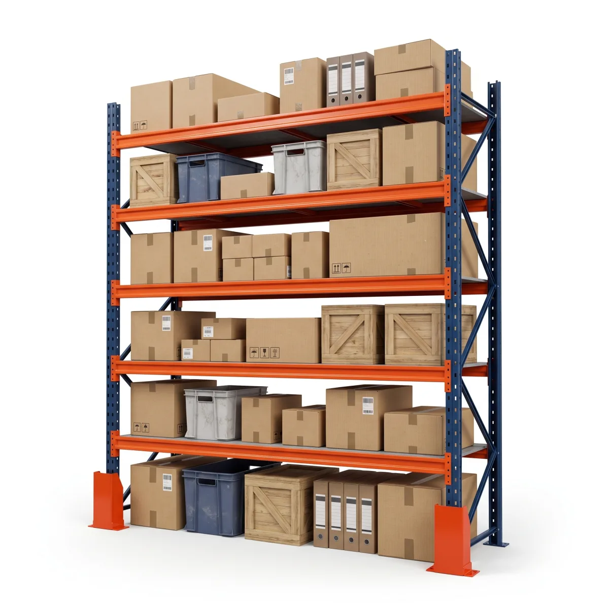 Étagère Métallique Industrielle 1500 kg · 5 Niveaux · 300x269 cm Bleu/Orange 5
