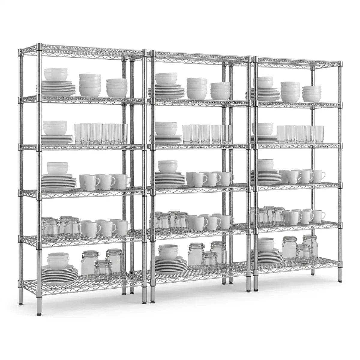 Estante Aramada Cromada 3 Módulos · 150x75x30 cm · 150 kg