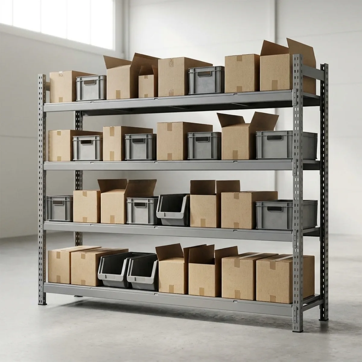 Scaffale in Ferro Componibile 300 kg · 4 Livelli · 180x180x60 cm Grigio 10