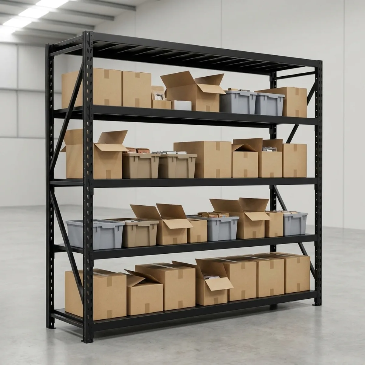 Scaffalatura Picking per Magazzino 200 kg · 200x200x60 cm · Nero Nero 10