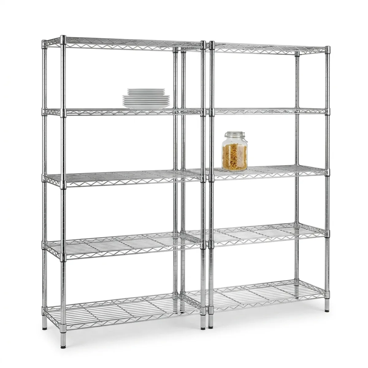 Estante de Arame Industrial 2 Módulos · 150x75x30 cm · 150 kg