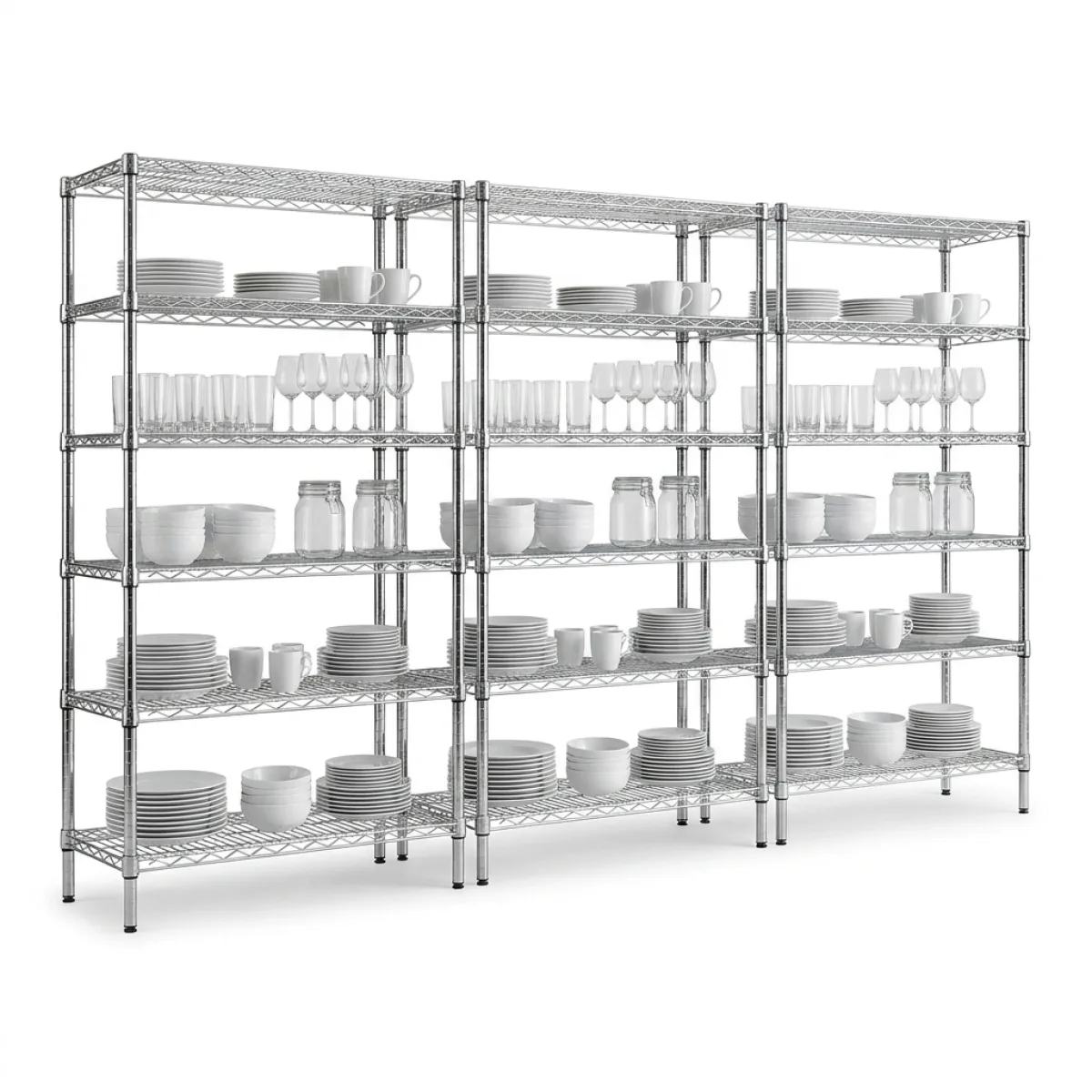 Estante Multiuso de Metal Cromado 3 Módulos · 180x120x45 cm · 150 kg