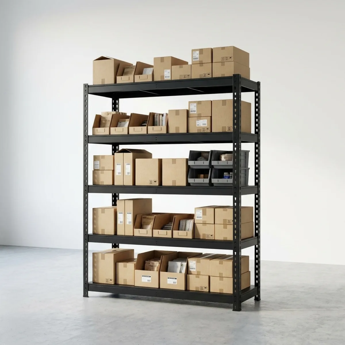 Scaffalature in Metallo Industriali 275 kg · 180x120x45 cm · Nero Nero 10
