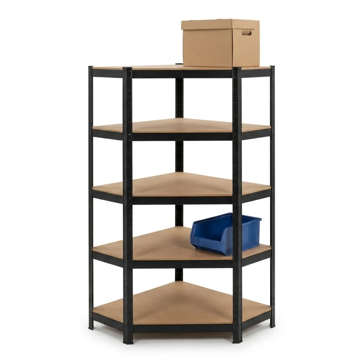 Estante de Canto Industrial · 180x90x30 cm · 175 kg · Preto Fosco