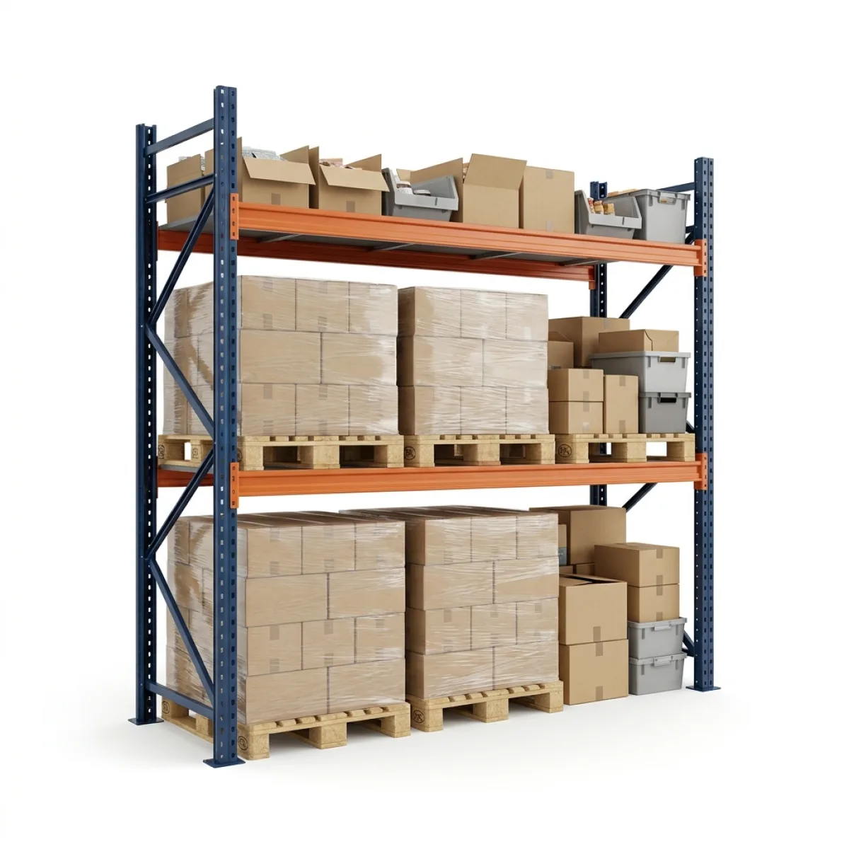 Rack de rangement industriel 1000 kg · 2 niveaux · 255x184 cm Bleu/Orange 10