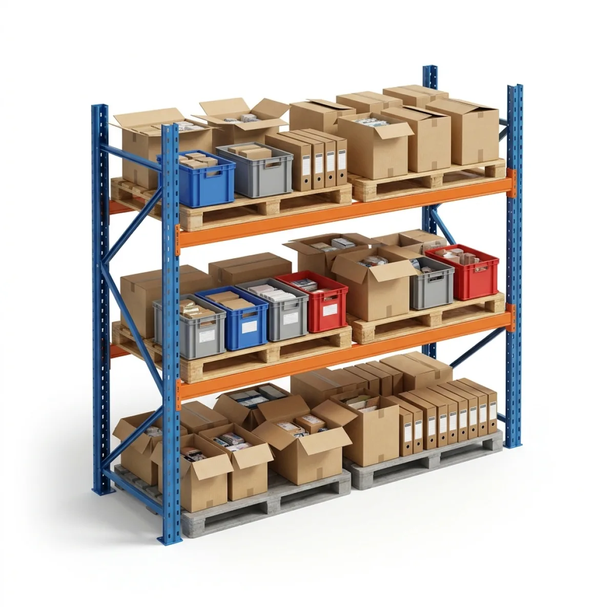 Rack de rangement industriel 1000 kg · 2 niveaux · 255x184 cm Bleu/Orange 8