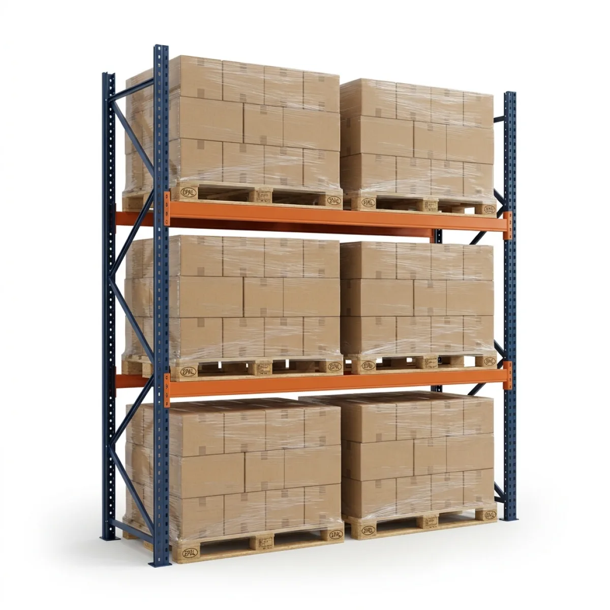Rack de rangement industriel 1000 kg · 2 niveaux · 255x184 cm Bleu/Orange 9