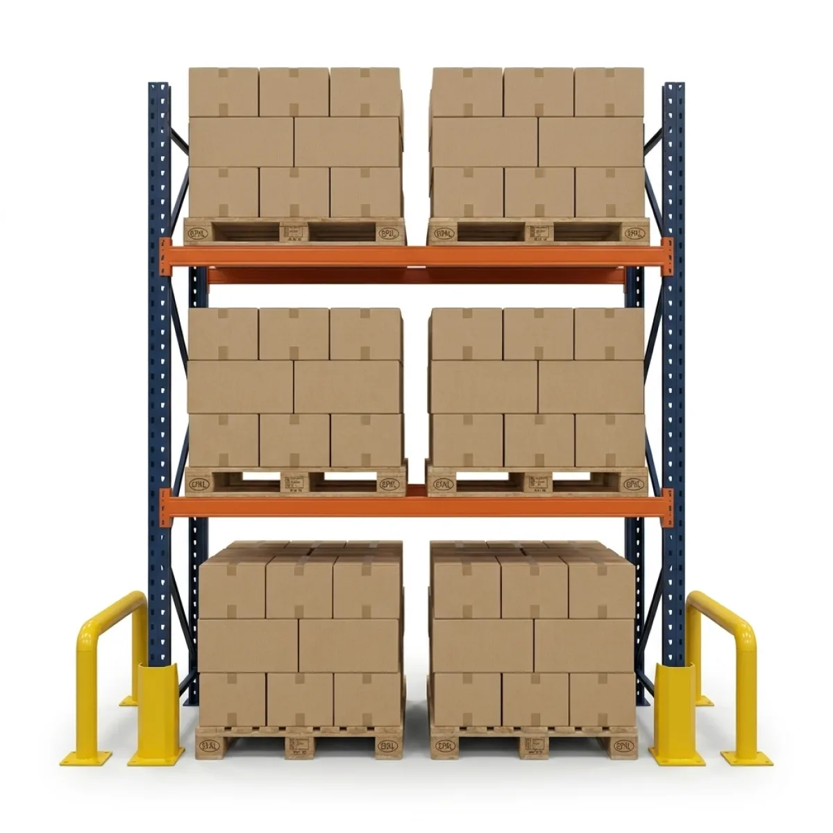 Rack de rangement industriel 1000 kg · 2 niveaux · 255x184 cm Bleu/Orange 4