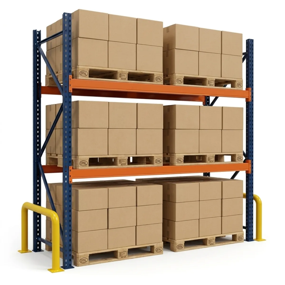 Rack de rangement industriel 1000 kg · 2 niveaux · 255x184 cm Bleu/Orange 3