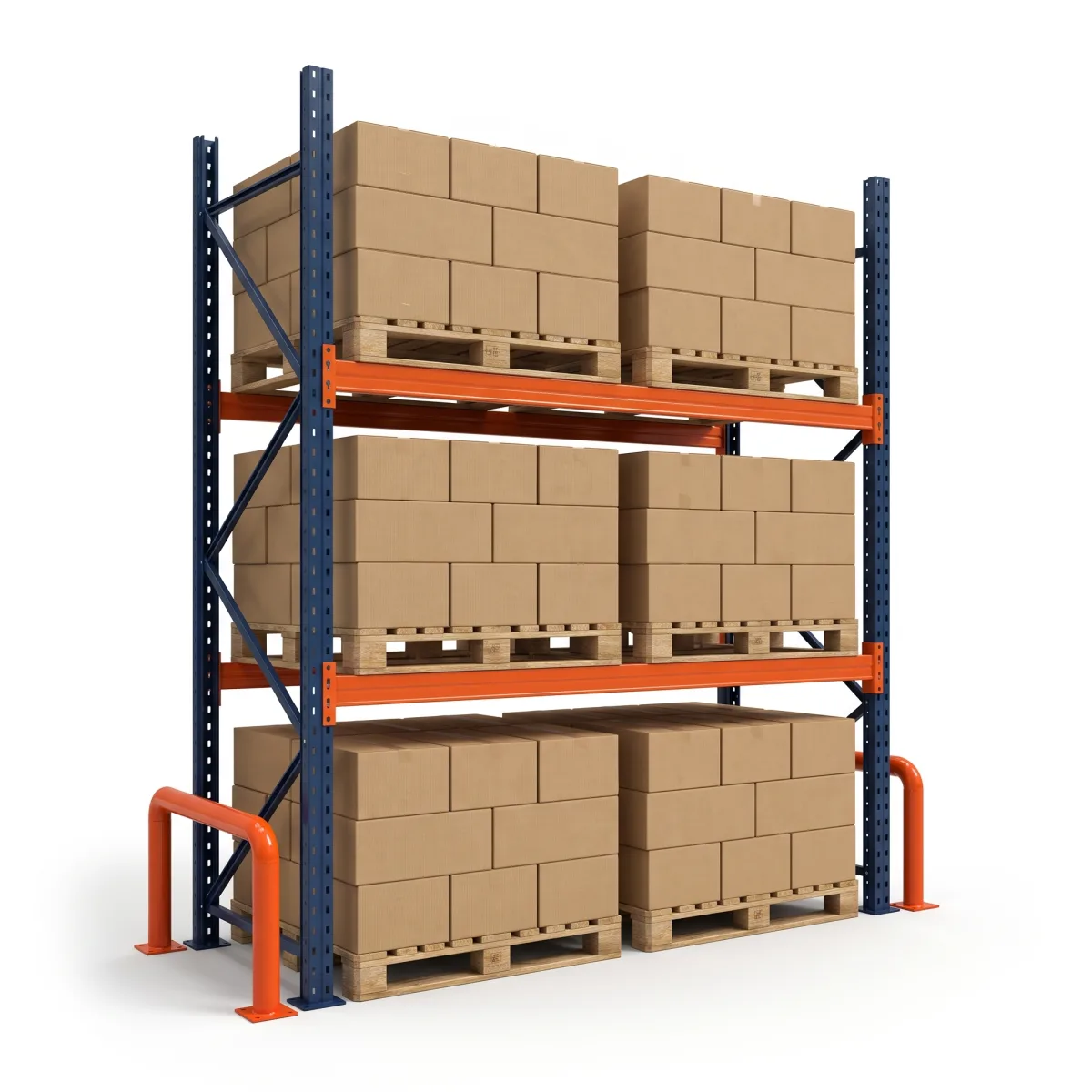 Rack de rangement industriel 1000 kg · 2 niveaux · 255x184 cm Bleu/Orange 6
