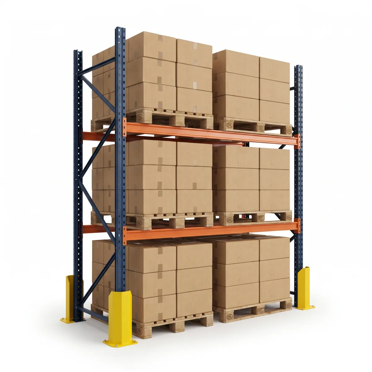 Rack de rangement industriel 1000 kg · 2 niveaux · 255x184 cm Bleu/Orange 2