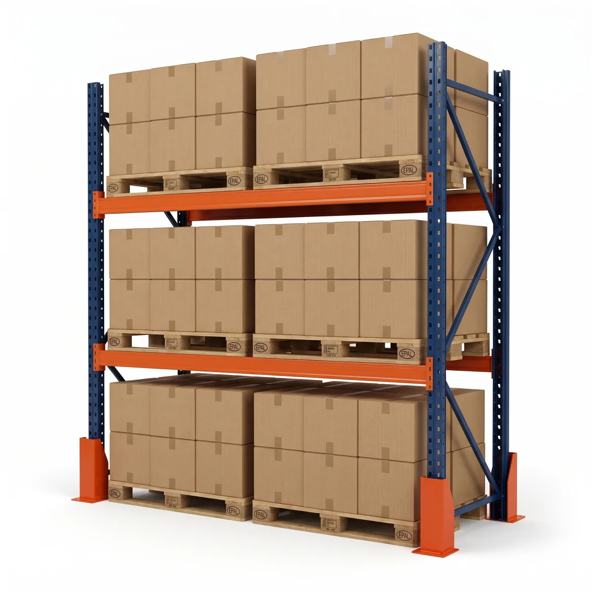 Rack de rangement industriel 1000 kg · 2 niveaux · 255x184 cm Bleu/Orange 5