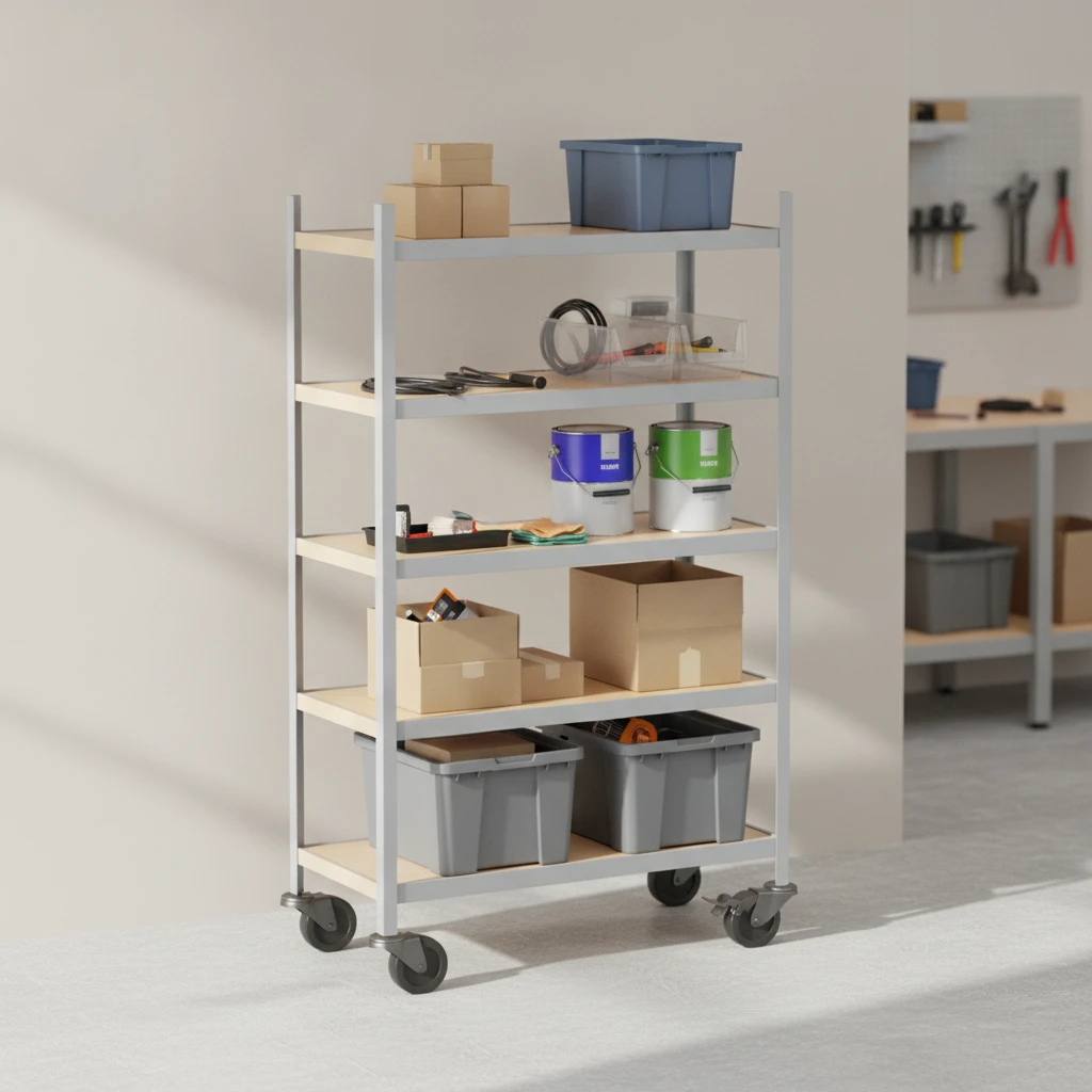 Estante Metálica com Rodas 175 kg · 5 Níveis · 180x90x60 cm Cinza 2