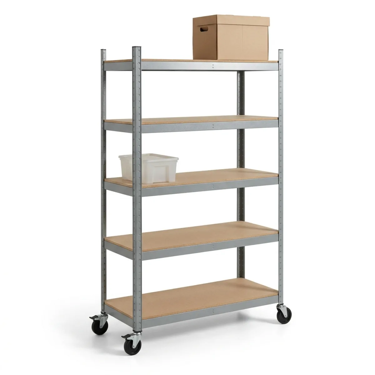 Estante Metálica com Rodas 175 kg · 5 Níveis · 180x90x60 cm
