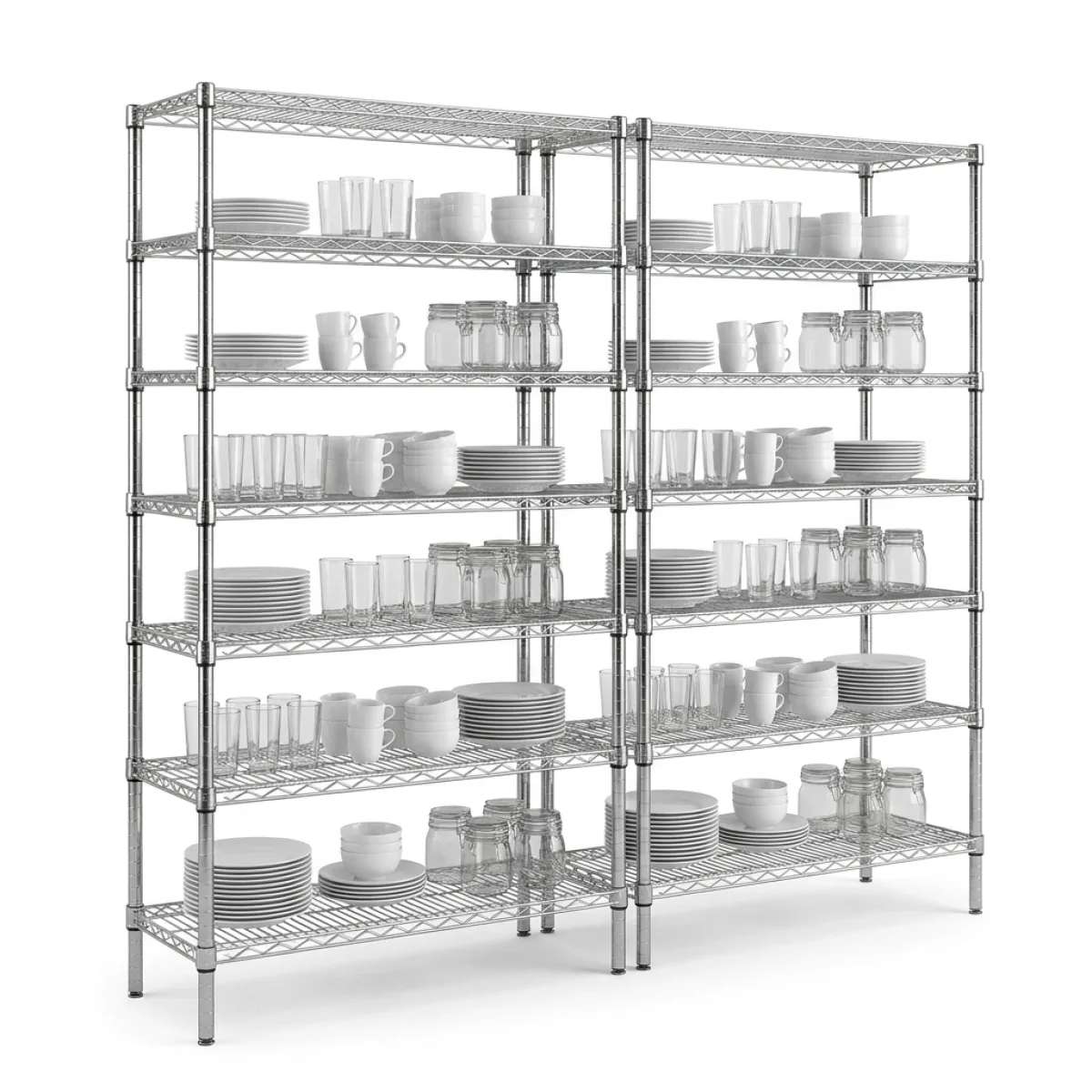 Estante de Metal Cromado 2 Módulos · 180x90x40 cm · 150 kg