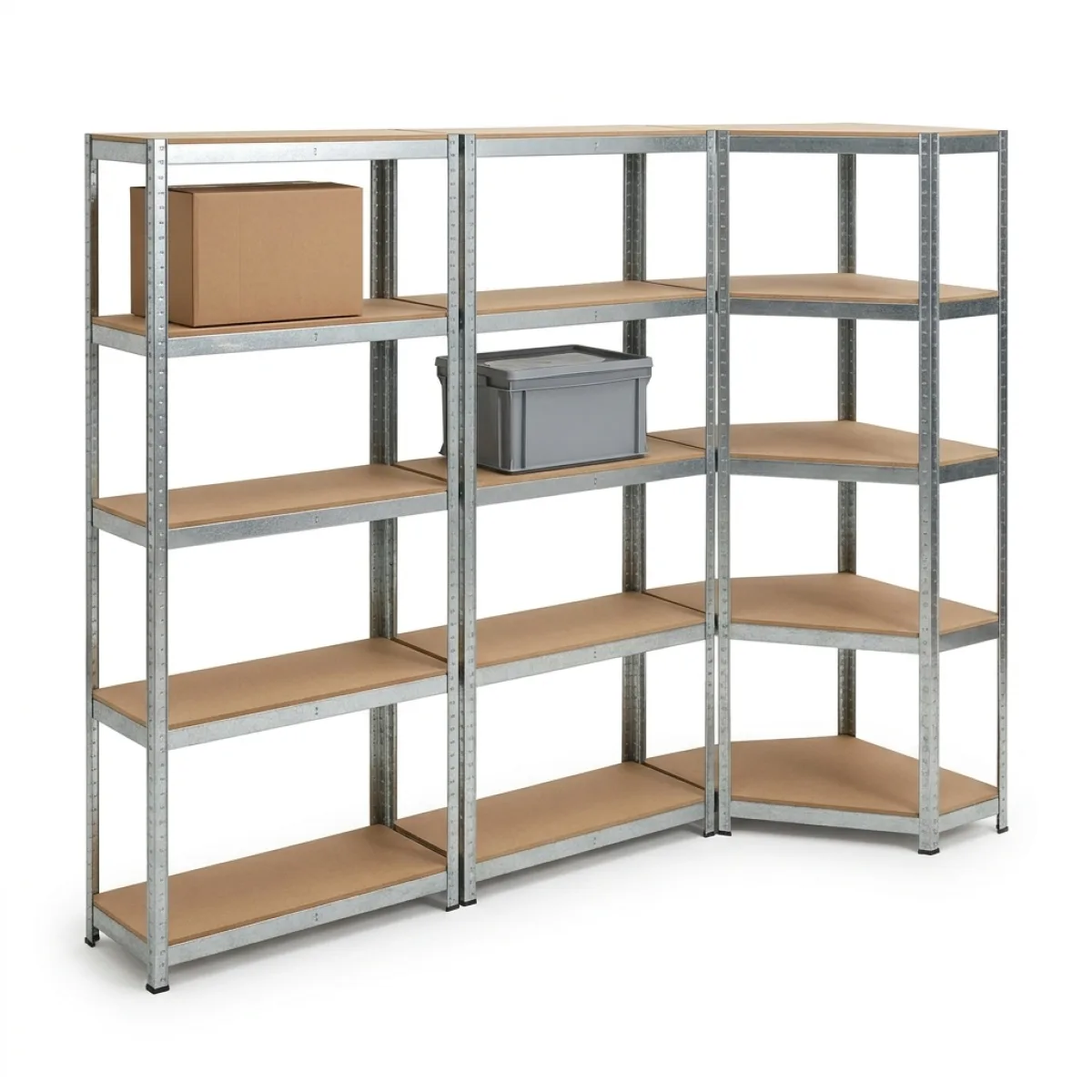Estante de Aço de Encaixe em L Direita 2 Módulos · 180x90x30 cm