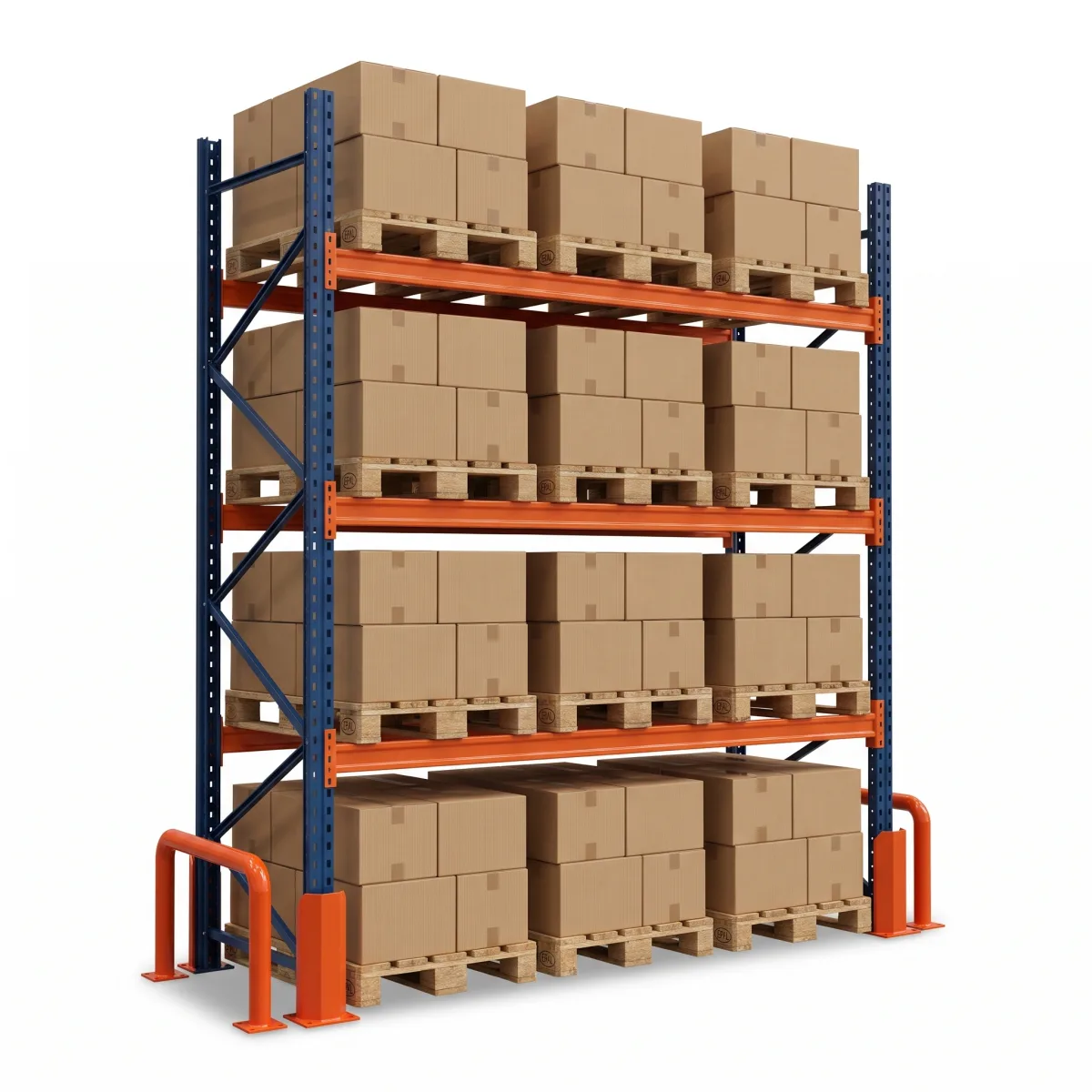 Étagère d'entrepôt 1500 kg · 3 niveaux · 353x269x100 cm · 3 palettes Bleu/Orange 7