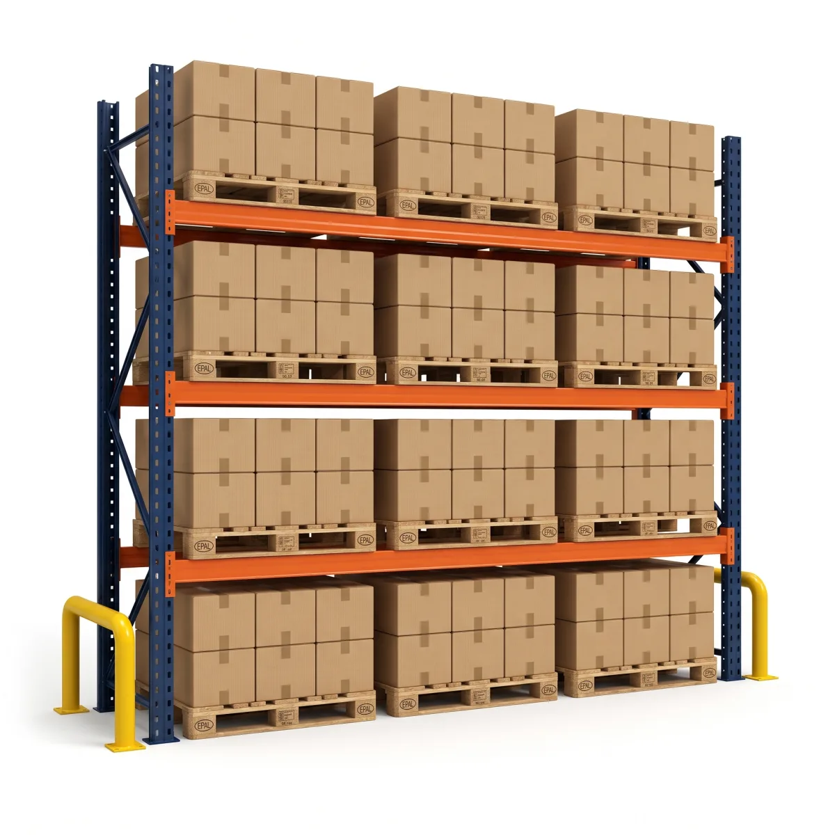 Étagère d'entrepôt 1500 kg · 3 niveaux · 353x269x100 cm · 3 palettes Bleu/Orange 3