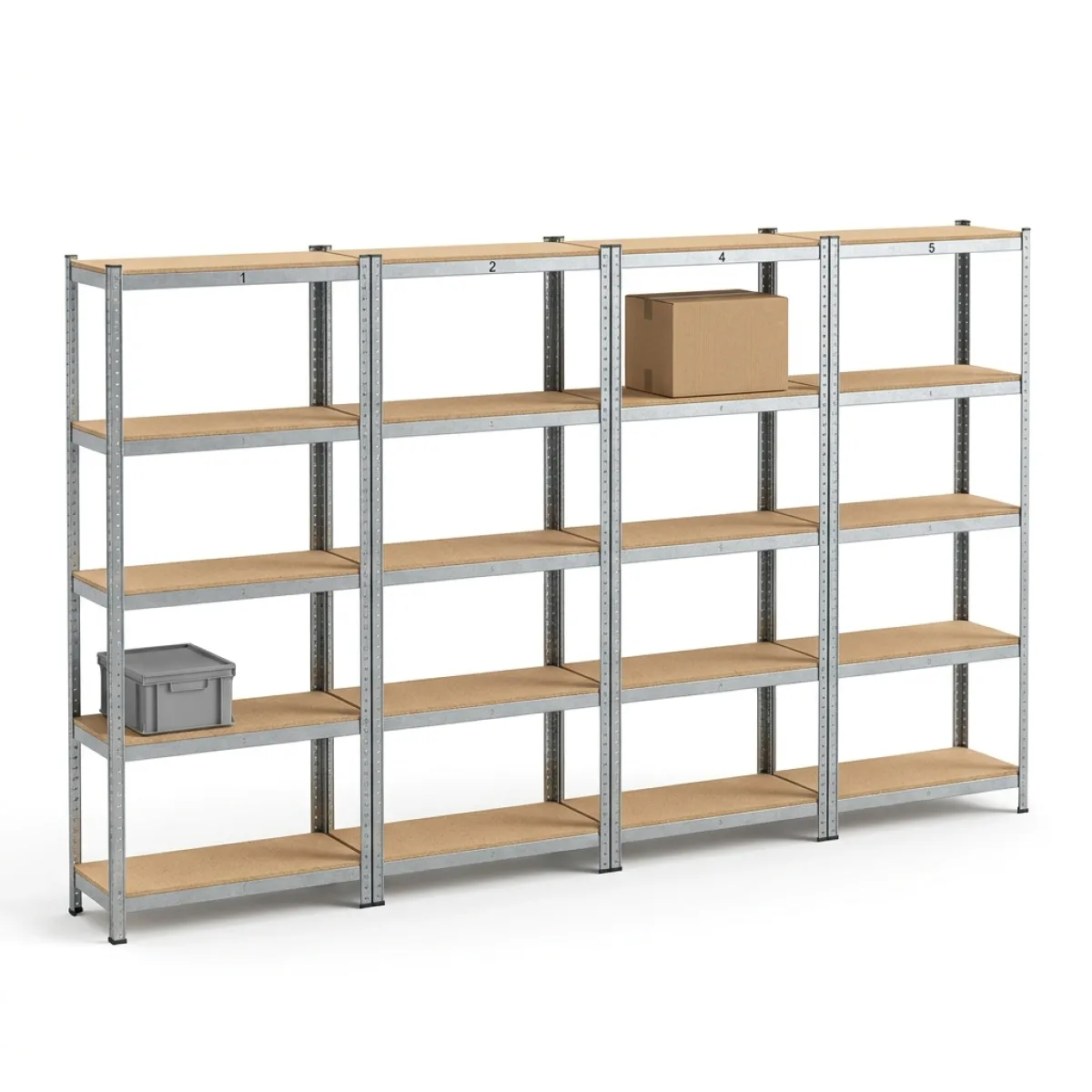 Estantes Metálicas Leves Reta 4 Módulos · 180x90x30 cm · Galvanizado