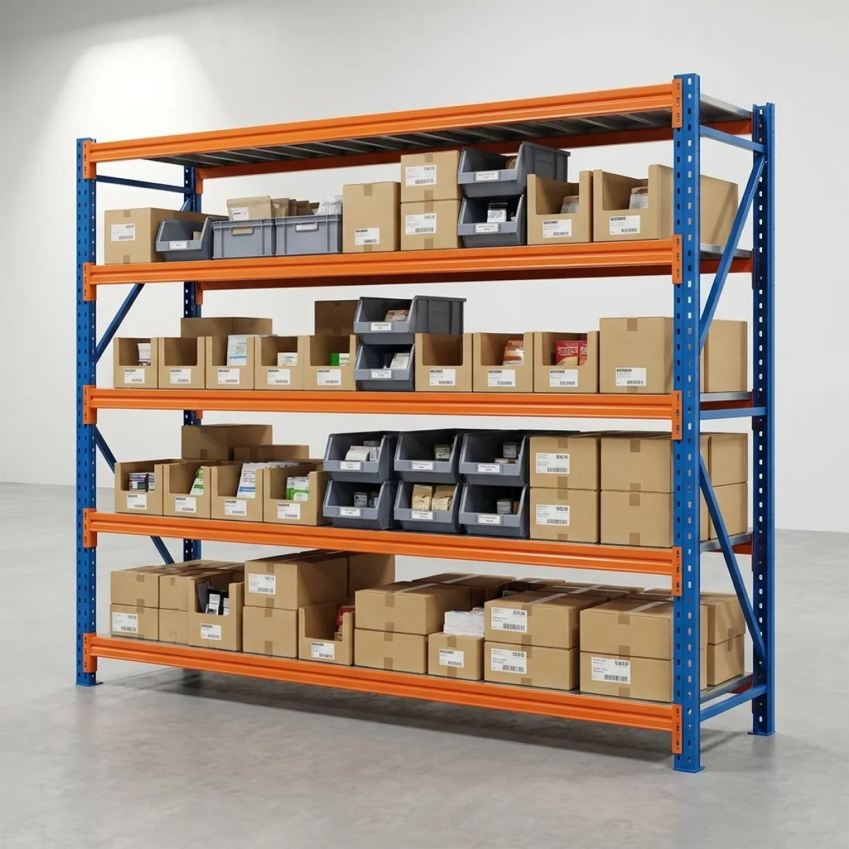 Scaffale a Bulloni per Magazzino · 200x200x60 cm · Blu/Arancione Blu/Arancione 10