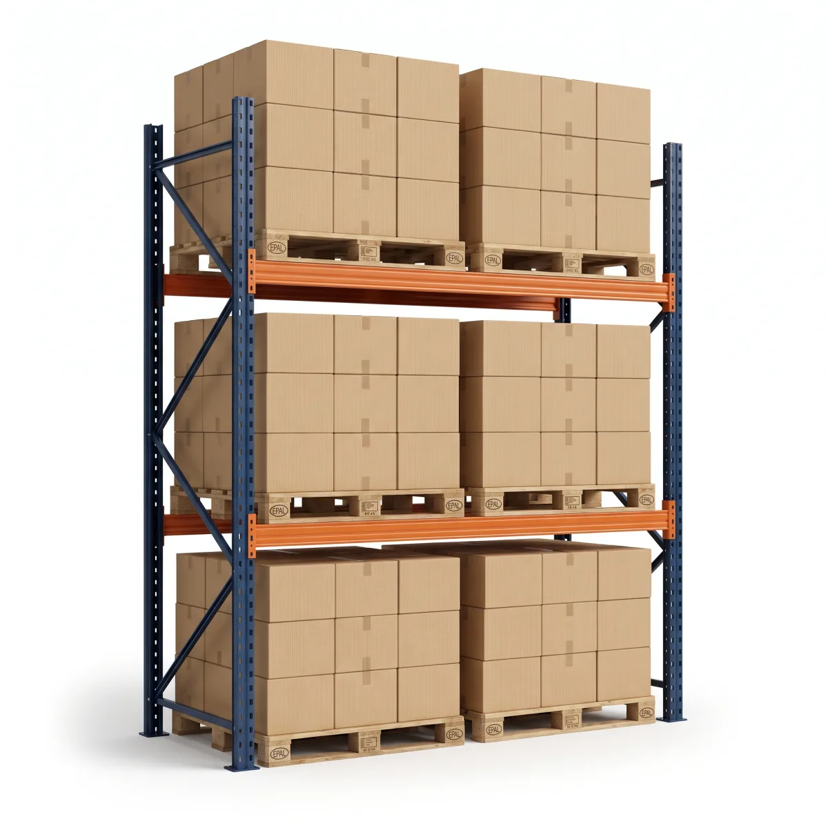 Prateleiras Industriais de Aço 1000 kg · 2 Níveis · 353x184 cm Azul/Laranja 14