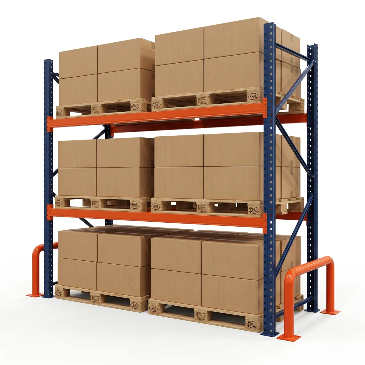 Prateleiras Industriais de Aço 1000 kg · 2 Níveis · 353x184 cm Azul/Laranja 6