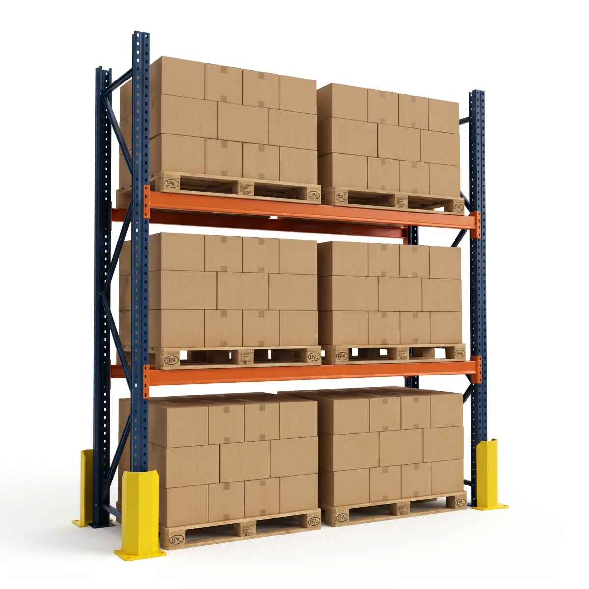 Prateleiras Industriais de Aço 1000 kg · 2 Níveis · 353x184 cm Azul/Laranja 2