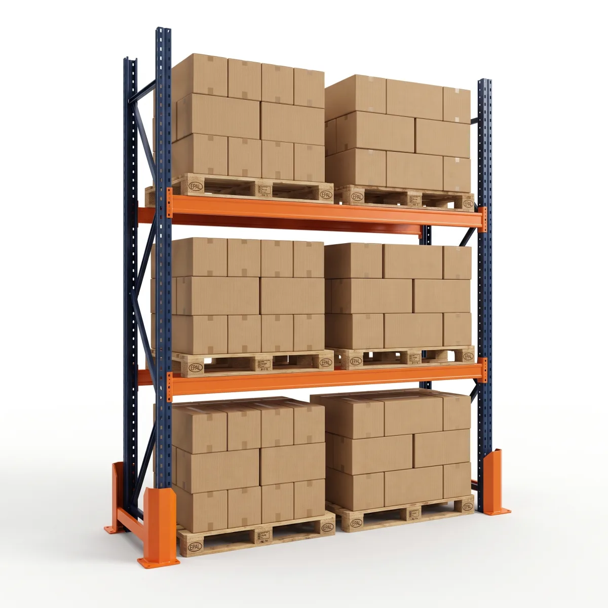 Prateleiras Industriais de Aço 1000 kg · 2 Níveis · 353x184 cm Azul/Laranja 5