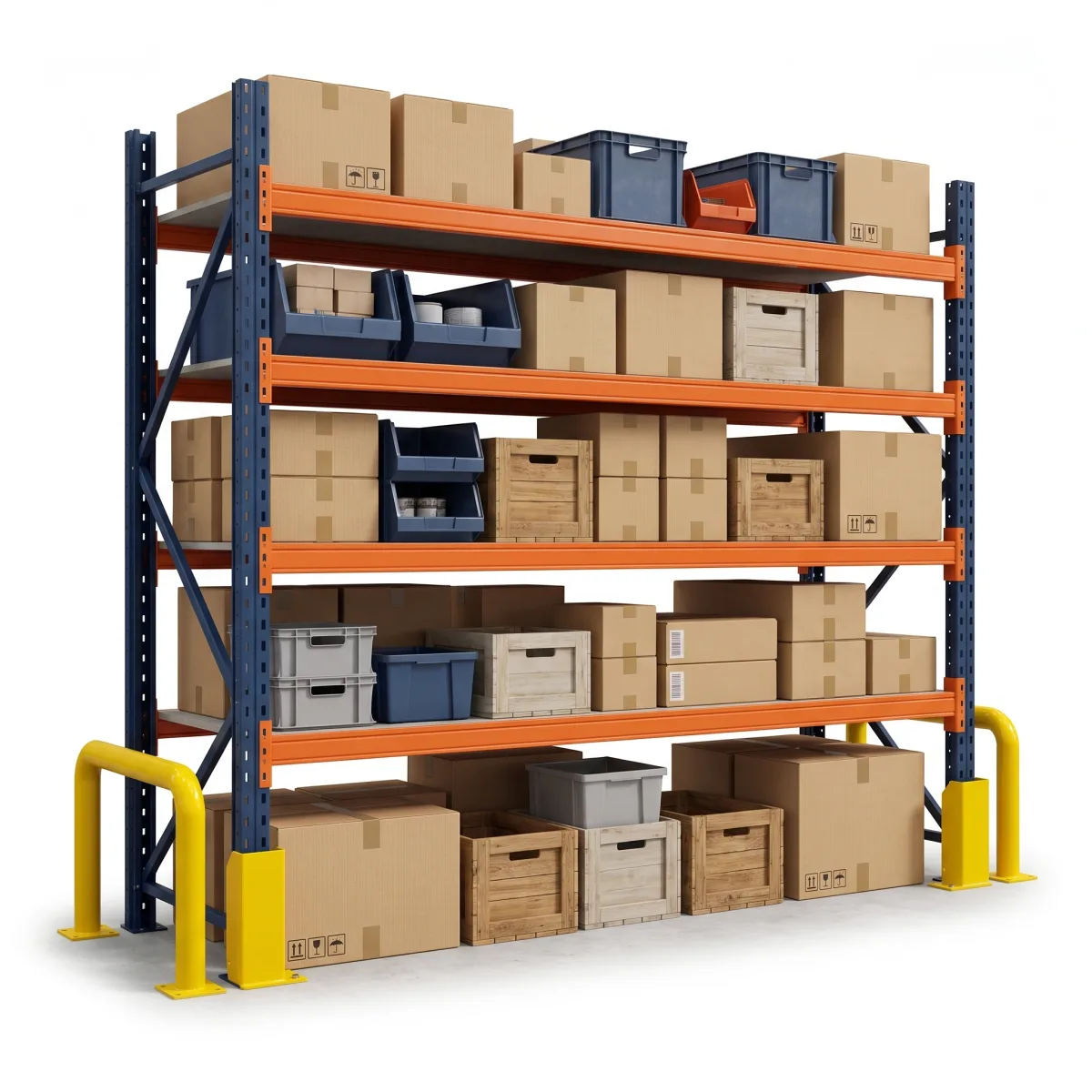 Rayonnage industriel à palettes 1500 kg · 4 niveaux · 255x269 cm Bleu/Orange 4
