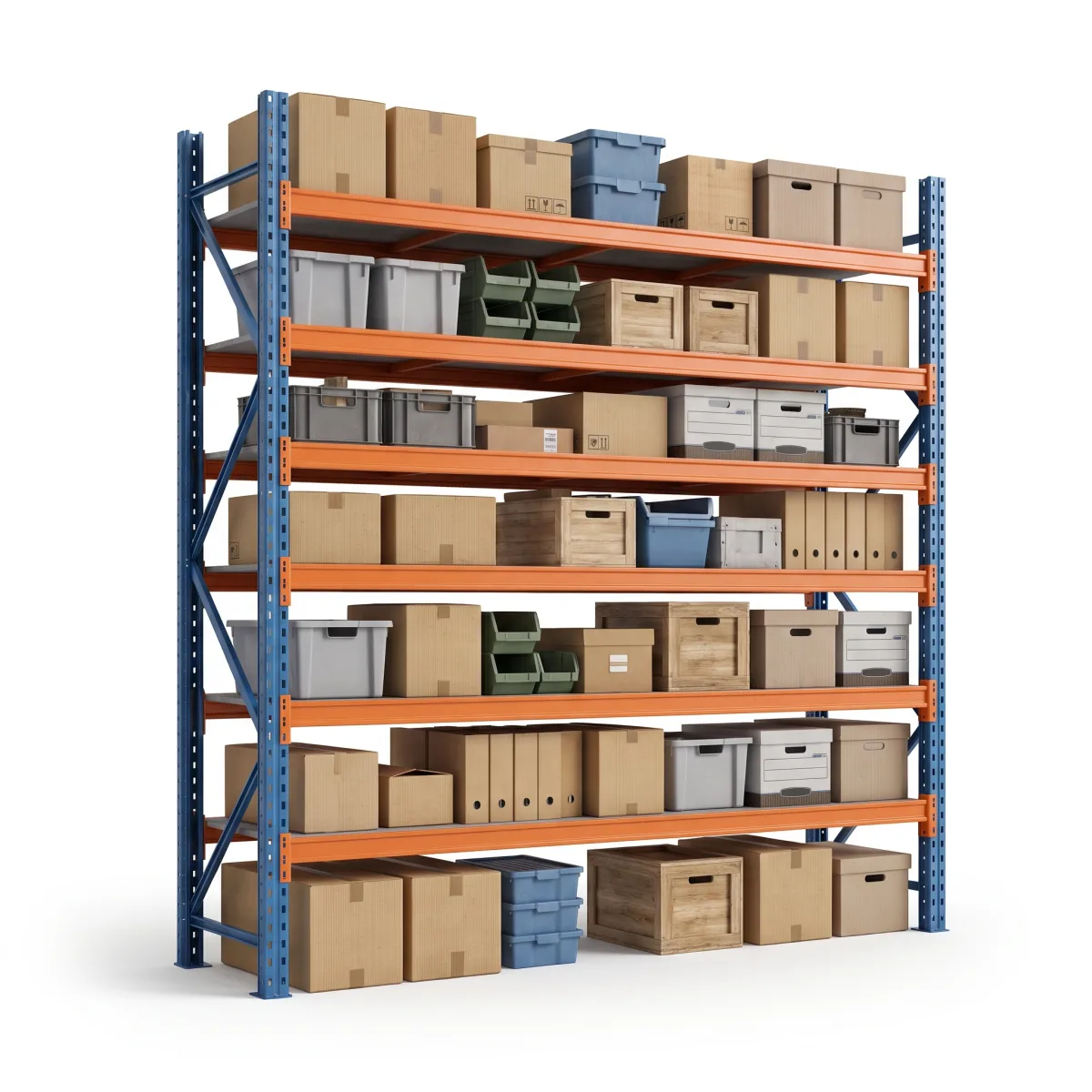 Sistema de Armazenagem Porta Paletes 1000 kg · 6 Níveis · 353x269 cm Azul/Laranja 14