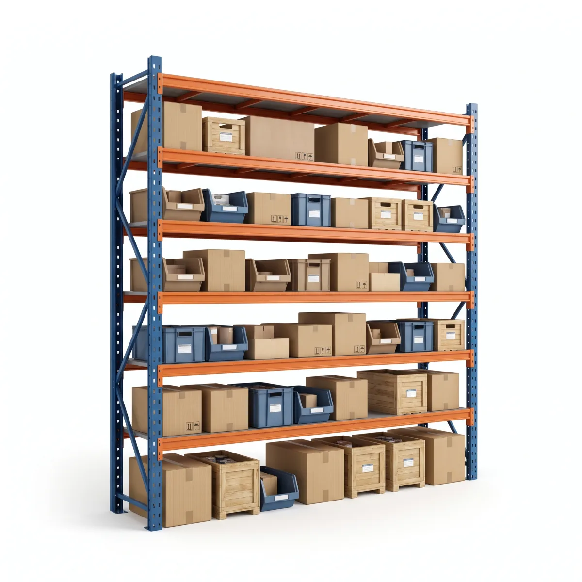 Sistema de Armazenagem Porta Paletes 1000 kg · 6 Níveis · 353x269 cm Azul/Laranja 16