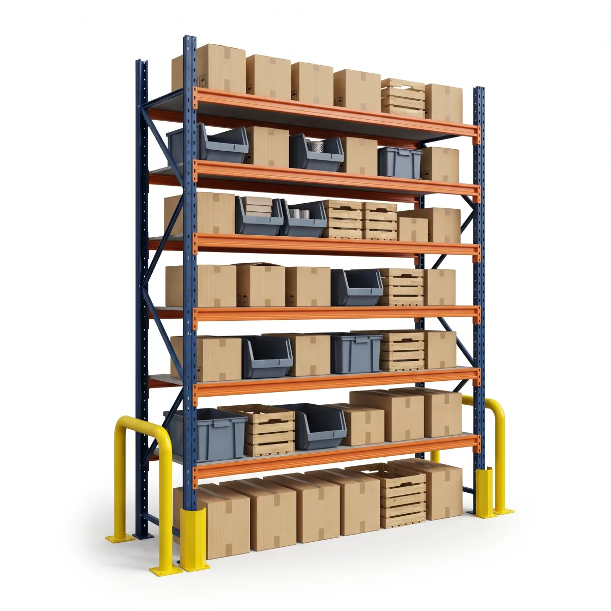 Sistema de Armazenagem Porta Paletes 1000 kg · 6 Níveis · 353x269 cm Azul/Laranja 4