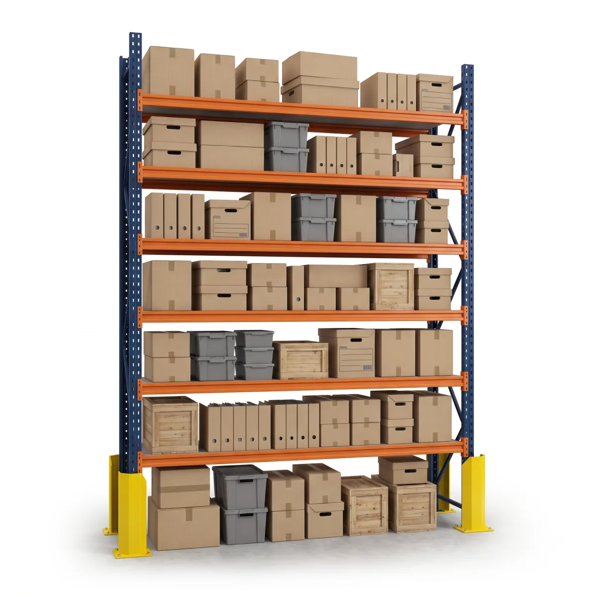Sistema de Armazenagem Porta Paletes 1000 kg · 6 Níveis · 353x269 cm Azul/Laranja 2