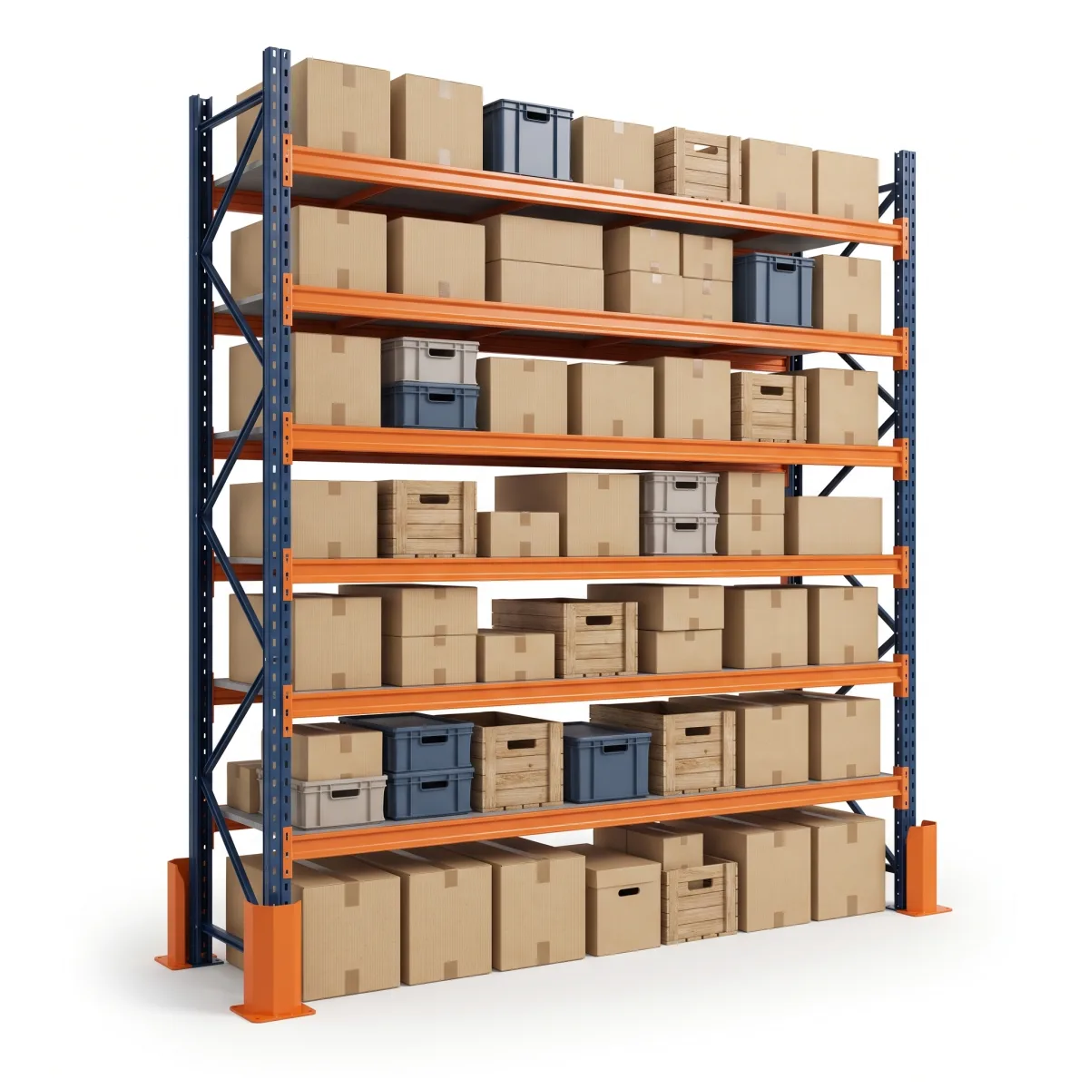 Sistema de Armazenagem Porta Paletes 1000 kg · 6 Níveis · 353x269 cm Azul/Laranja 5