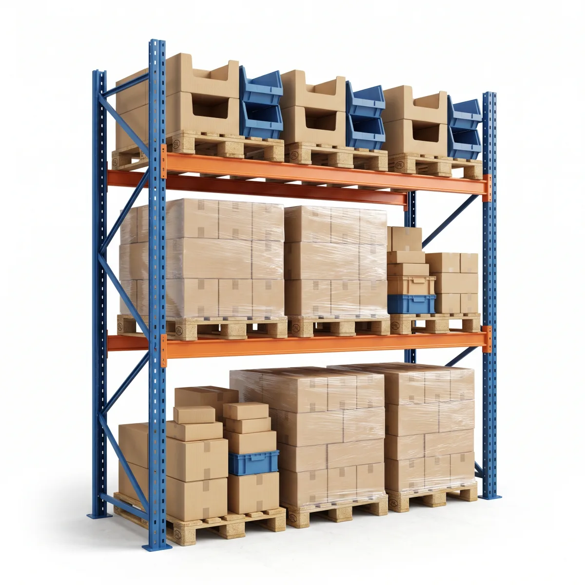 Étagère de stockage industriel 1000 kg · 2 niveaux · 300x269 cm Bleu/Orange 15