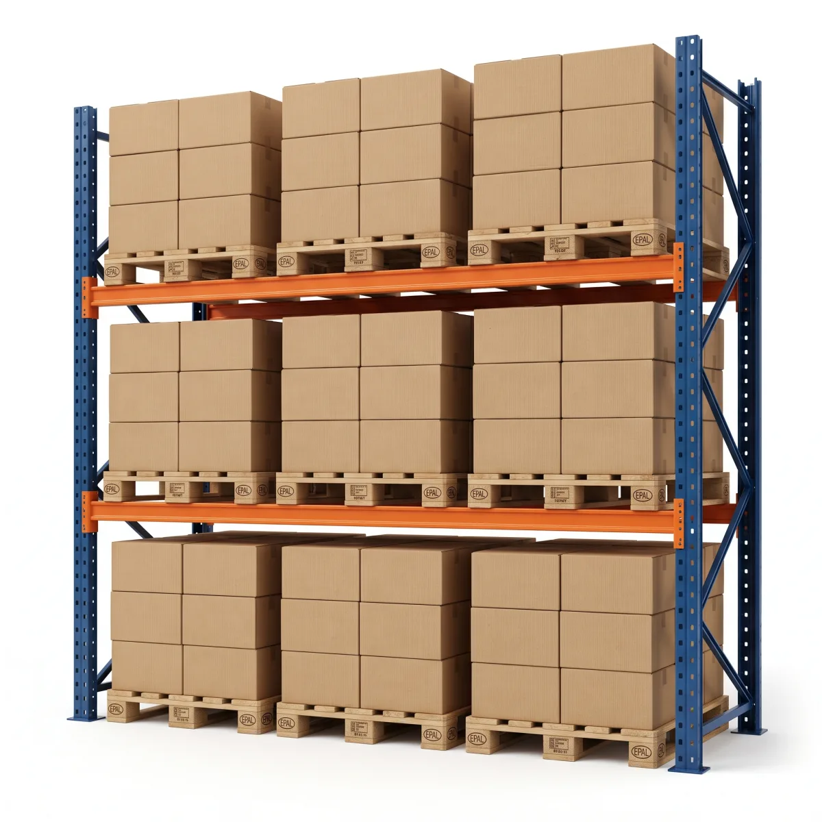 Étagère de stockage industriel 1000 kg · 2 niveaux · 300x269 cm Bleu/Orange 16