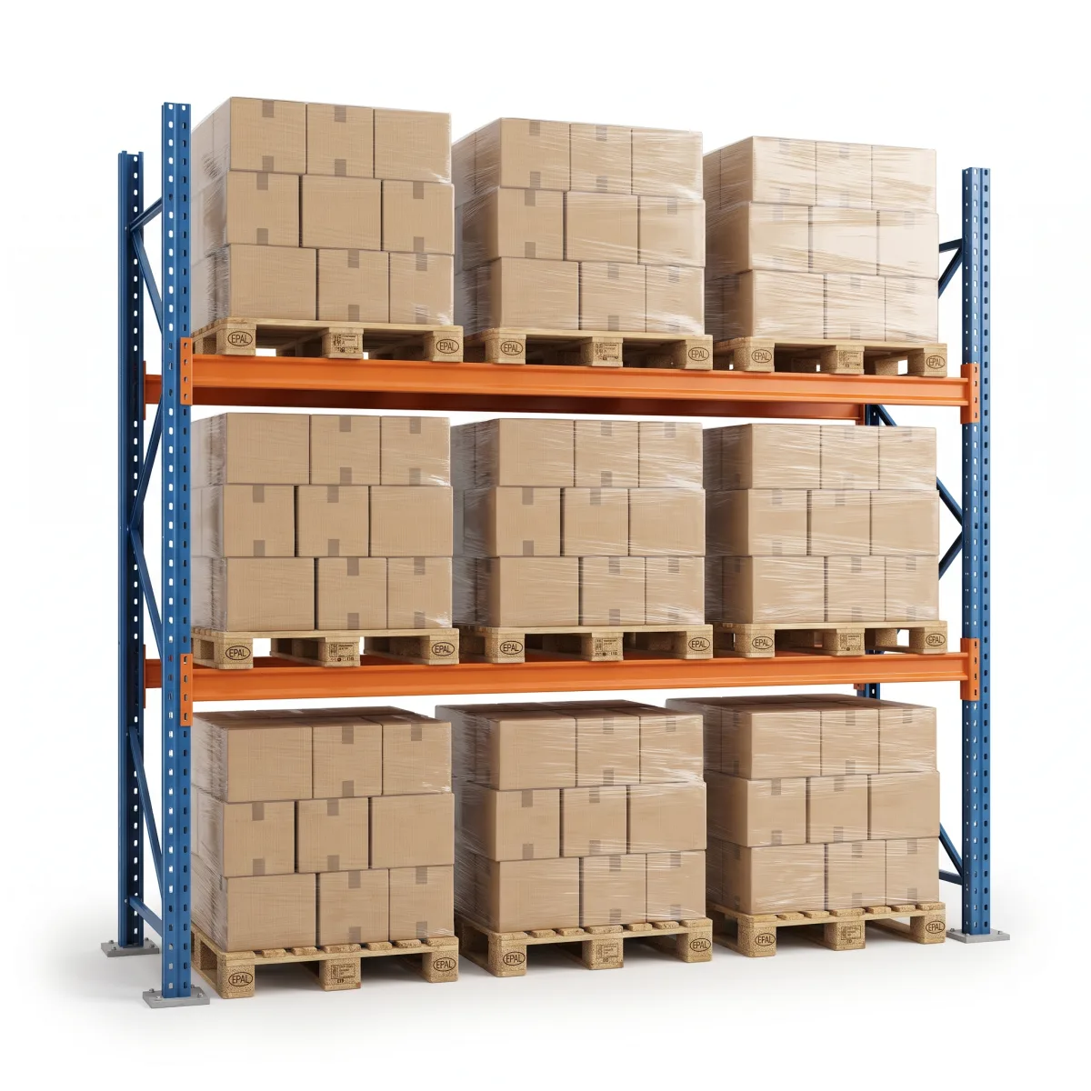 Étagère de stockage industriel 1000 kg · 2 niveaux · 300x269 cm Bleu/Orange 14