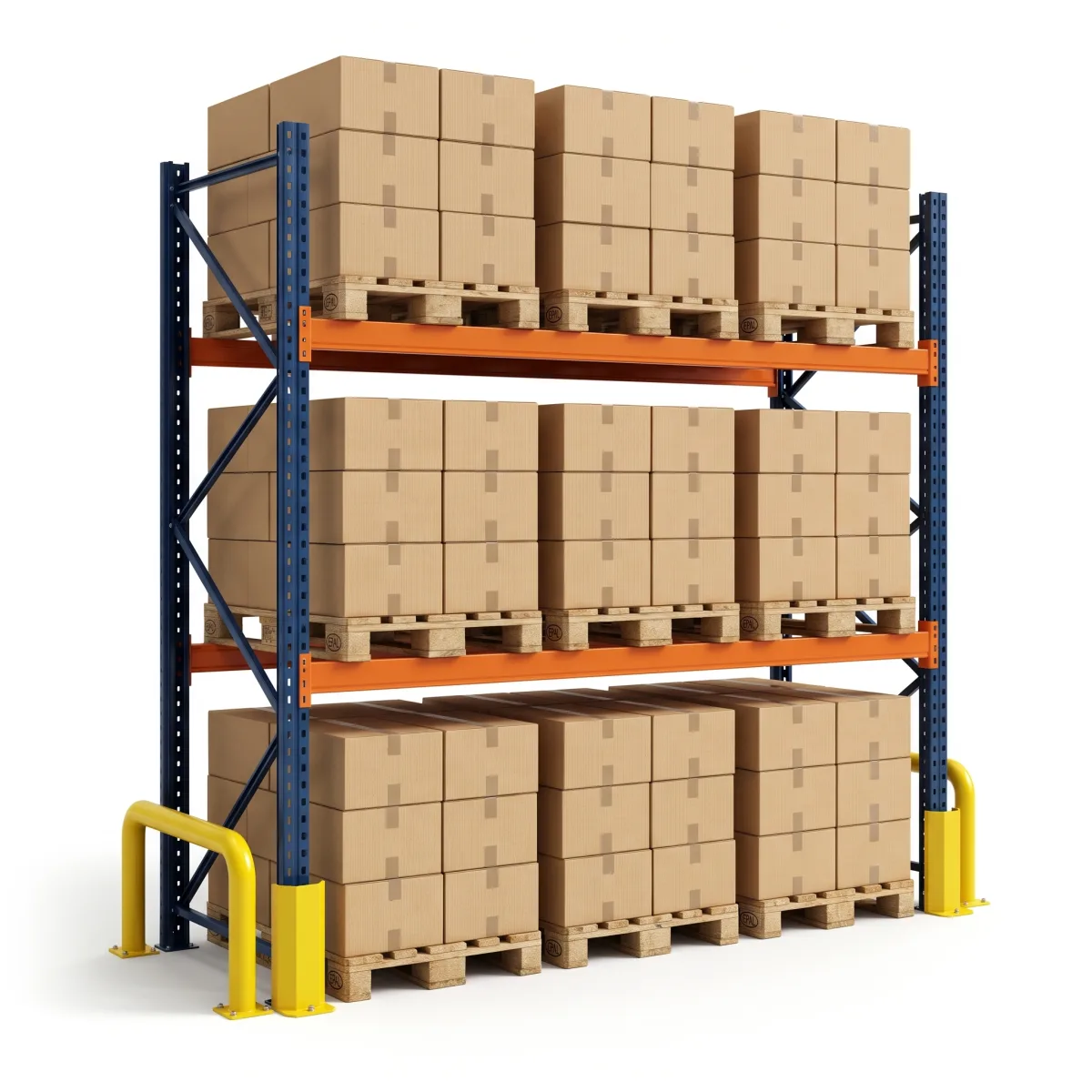 Étagère de stockage industriel 1000 kg · 2 niveaux · 300x269 cm Bleu/Orange 4