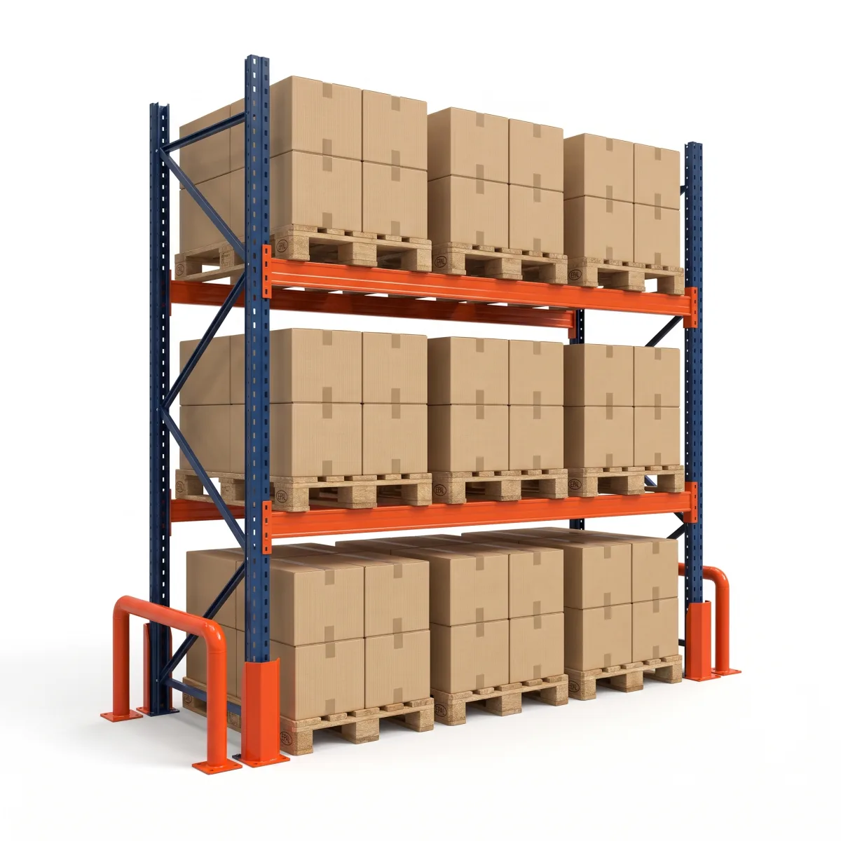 Étagère de stockage industriel 1000 kg · 2 niveaux · 300x269 cm Bleu/Orange 7
