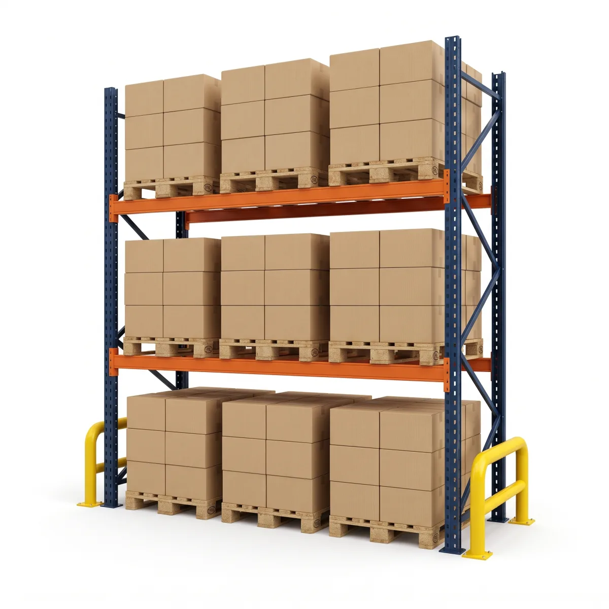 Étagère de stockage industriel 1000 kg · 2 niveaux · 300x269 cm Bleu/Orange 3