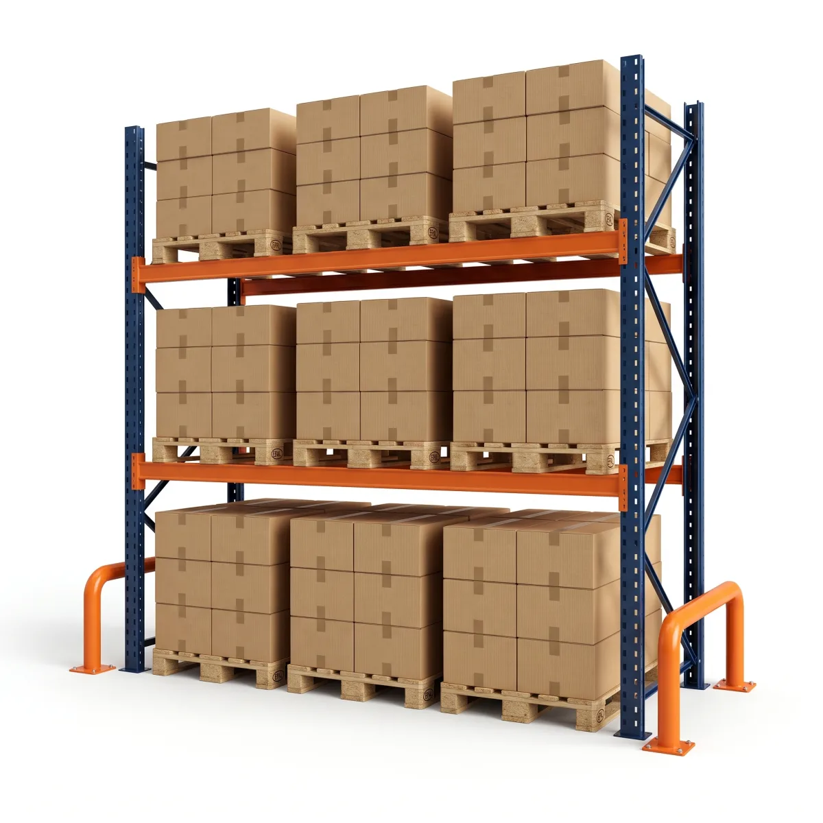 Étagère de stockage industriel 1000 kg · 2 niveaux · 300x269 cm Bleu/Orange 6