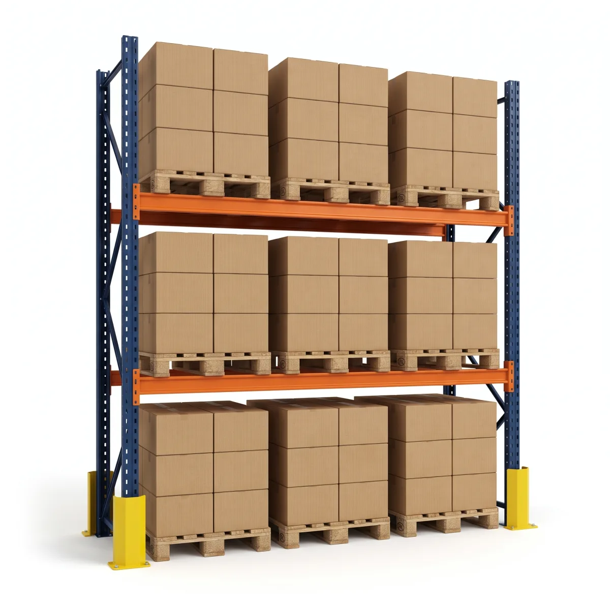 Étagère de stockage industriel 1000 kg · 2 niveaux · 300x269 cm Bleu/Orange 2