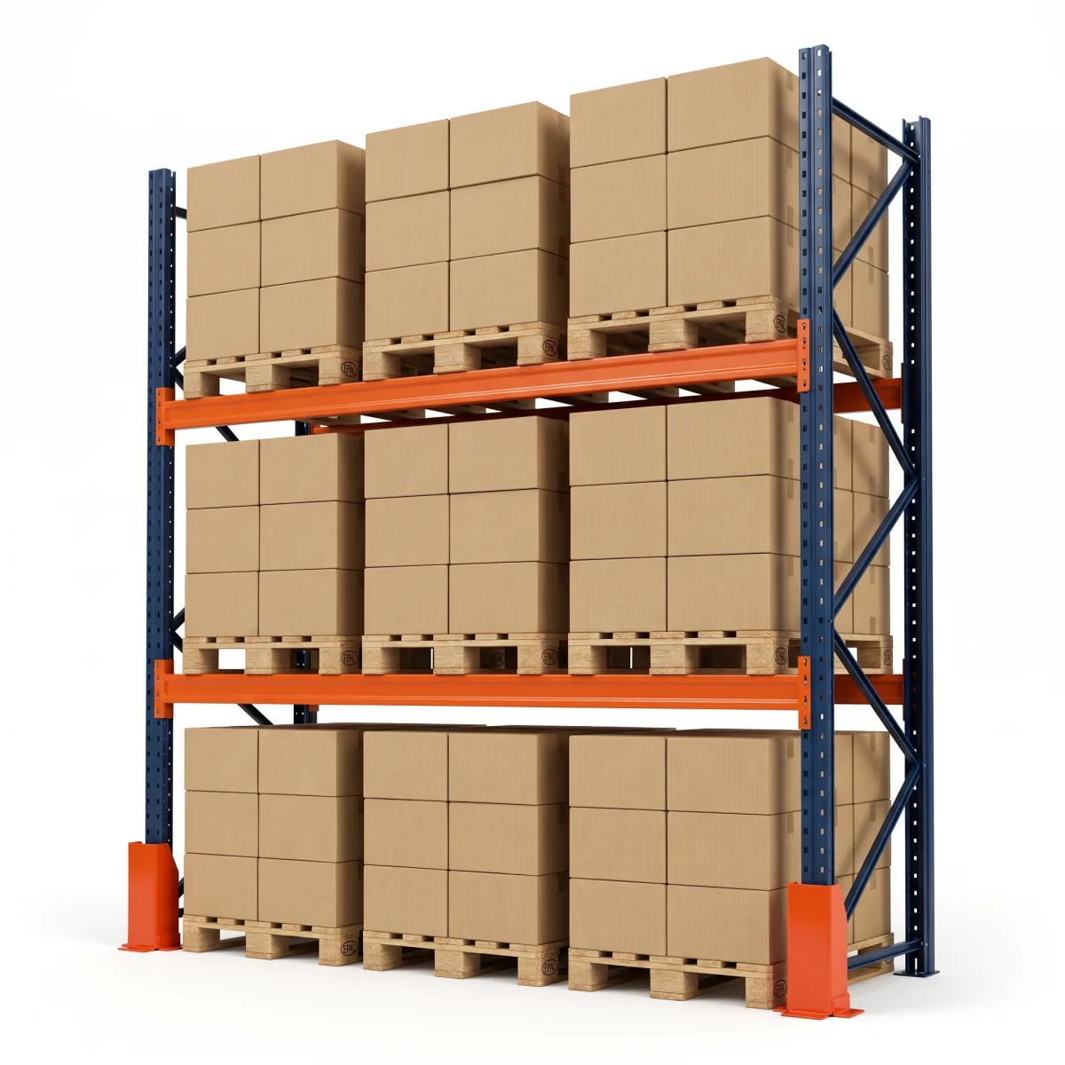 Étagère de stockage industriel 1000 kg · 2 niveaux · 300x269 cm Bleu/Orange 5